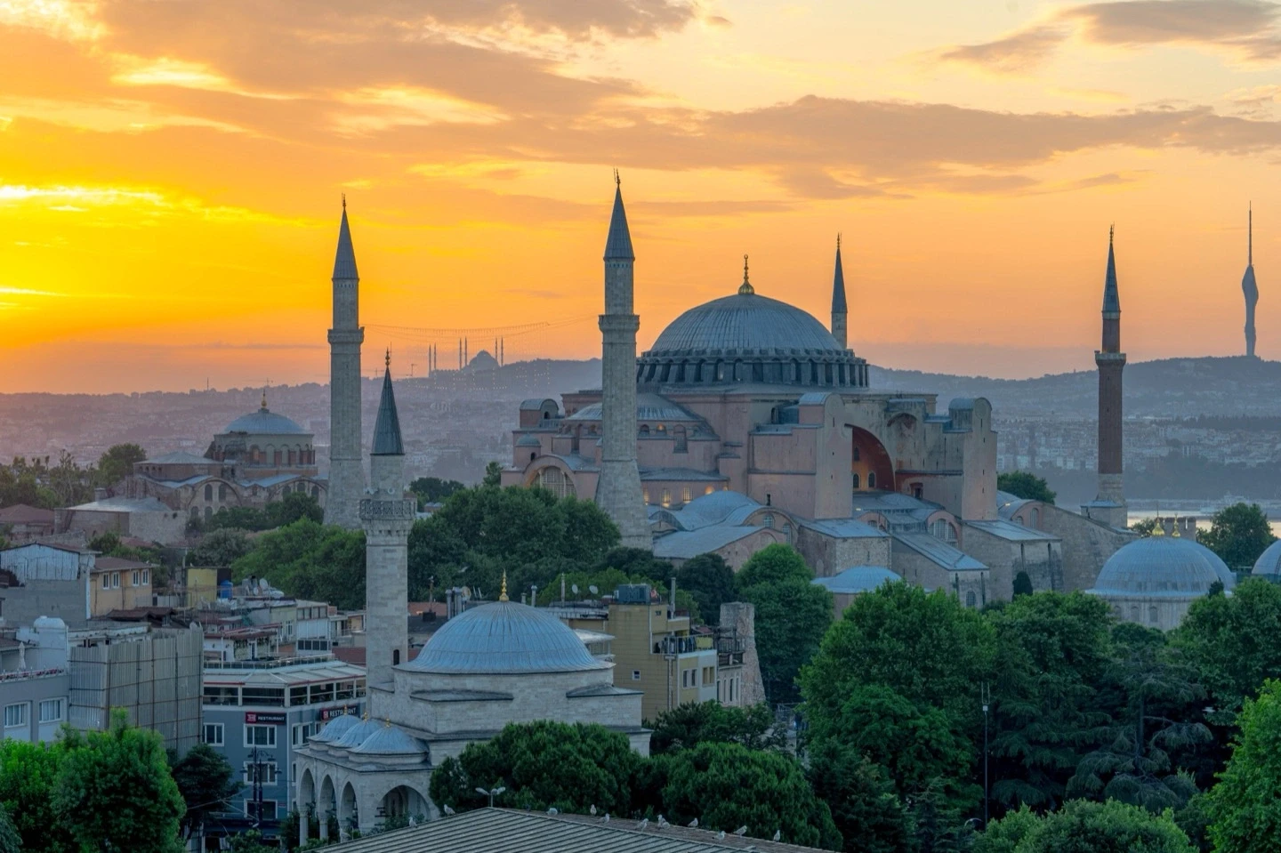 Hagia Sophia Exterior Golden Sunset Istanbul