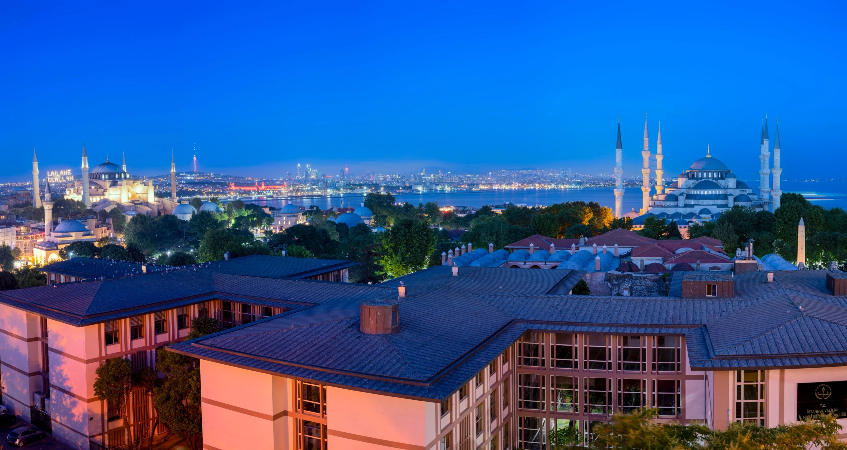 Istanbul Bosphorus Blue Hour Panorama