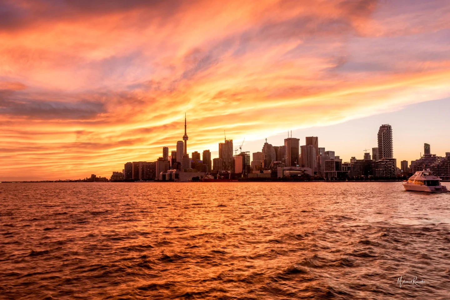 Toronto Epic Skyline Golden Sunset Lake Ontario