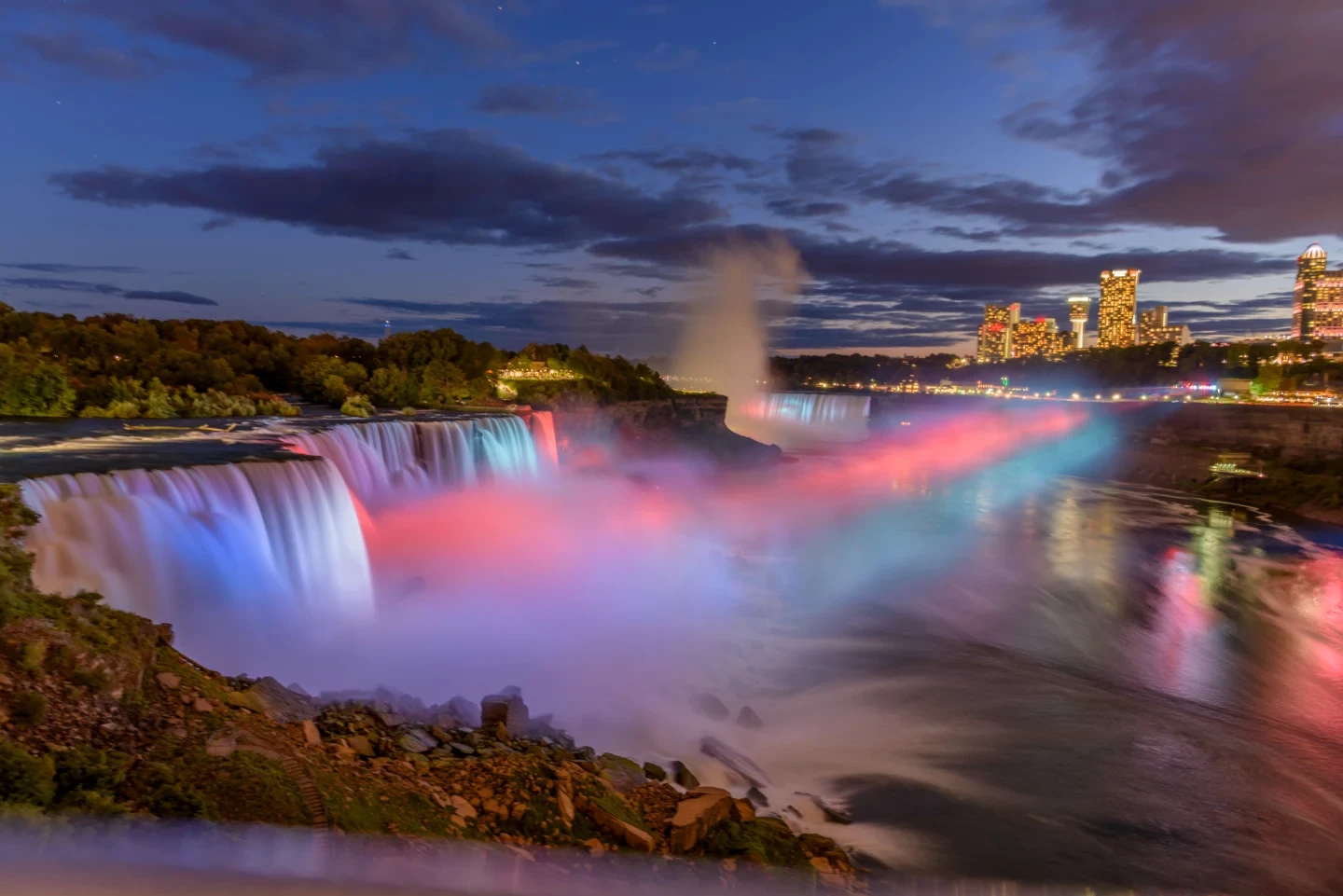 Niagara Falls Illuminated Colors Purple
