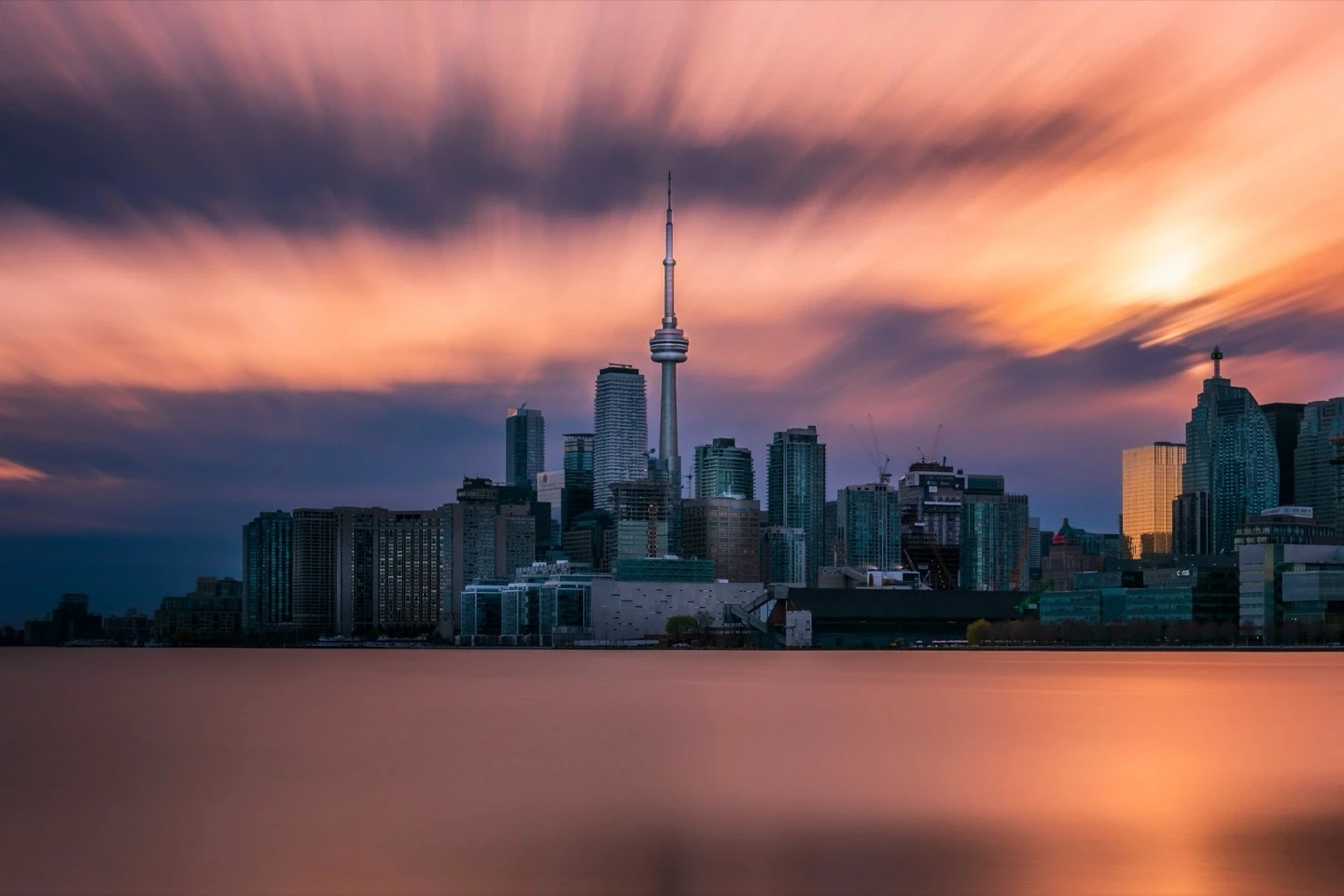 Toronto Polson Pier Skyline Golden Sunset