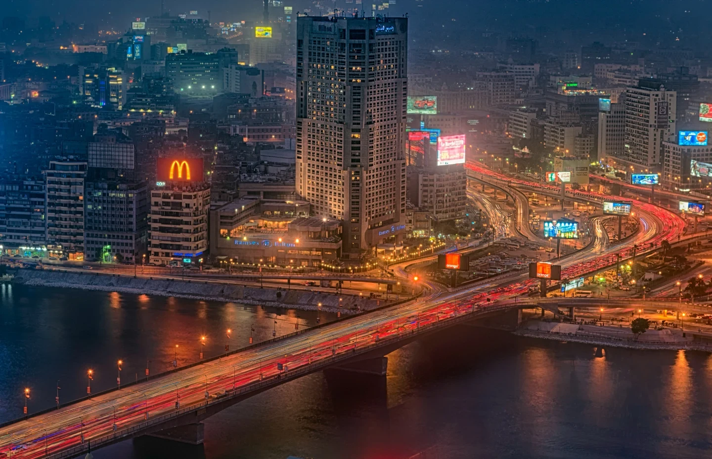 Cairo City Lights Night Aerial Egypt