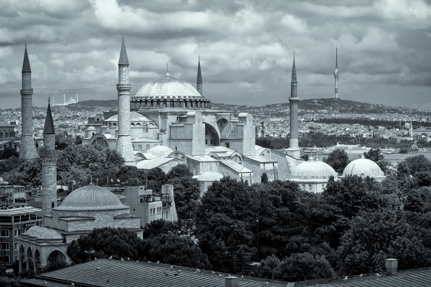 Hagia Sophia Istanbul Black White Fine Art
