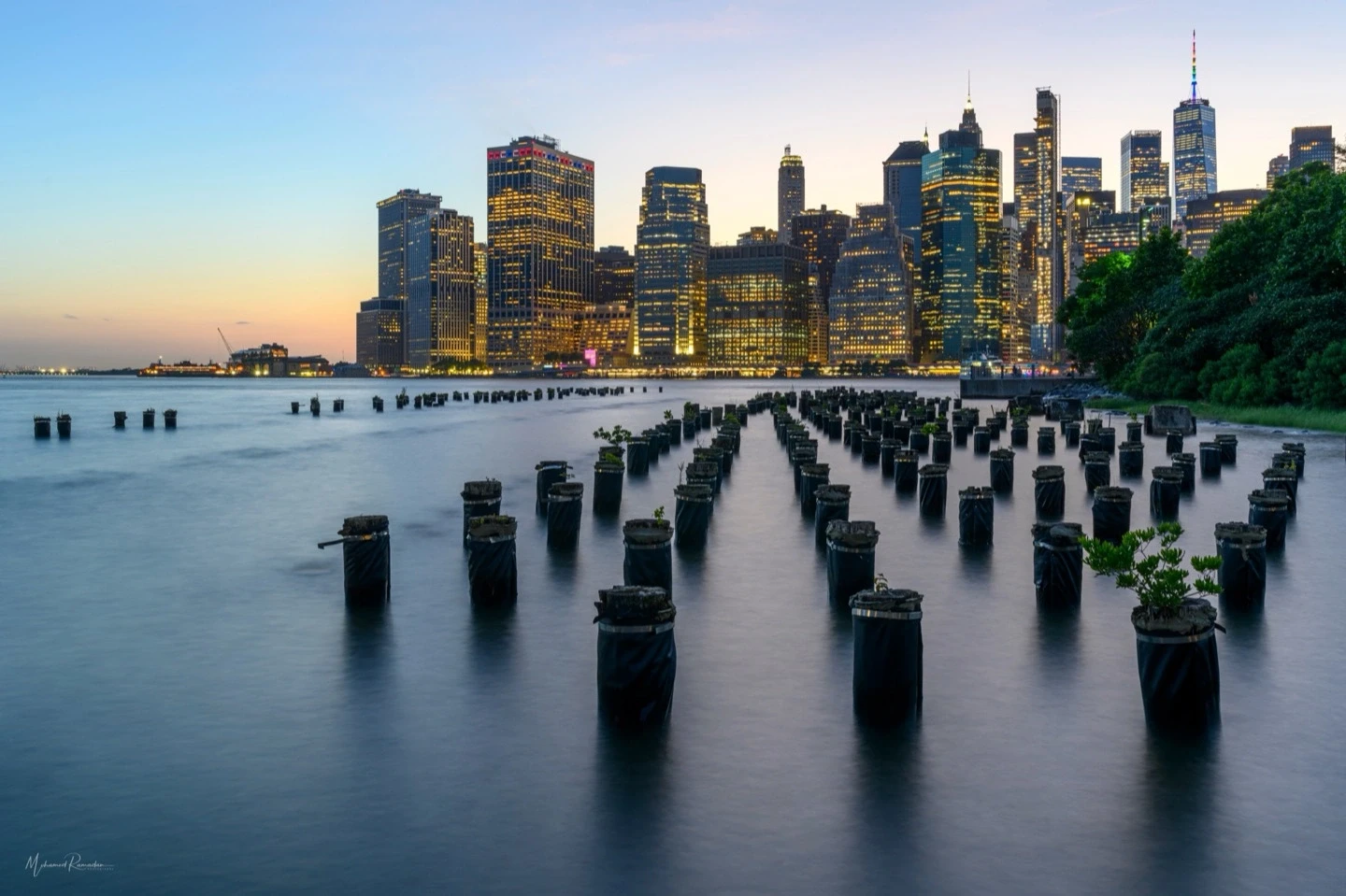 Brooklyn Pier Manhattan Skyline Dusk