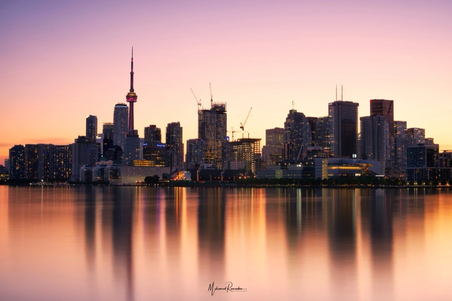Toronto Skyline Warm Golden Autumn Long Exposure