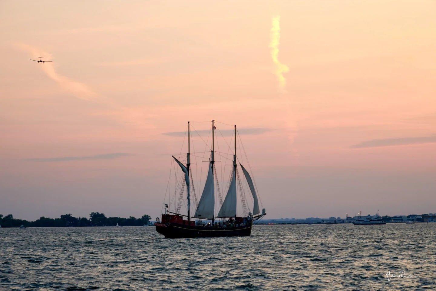 Sailboat Sailing Away Golden Hour