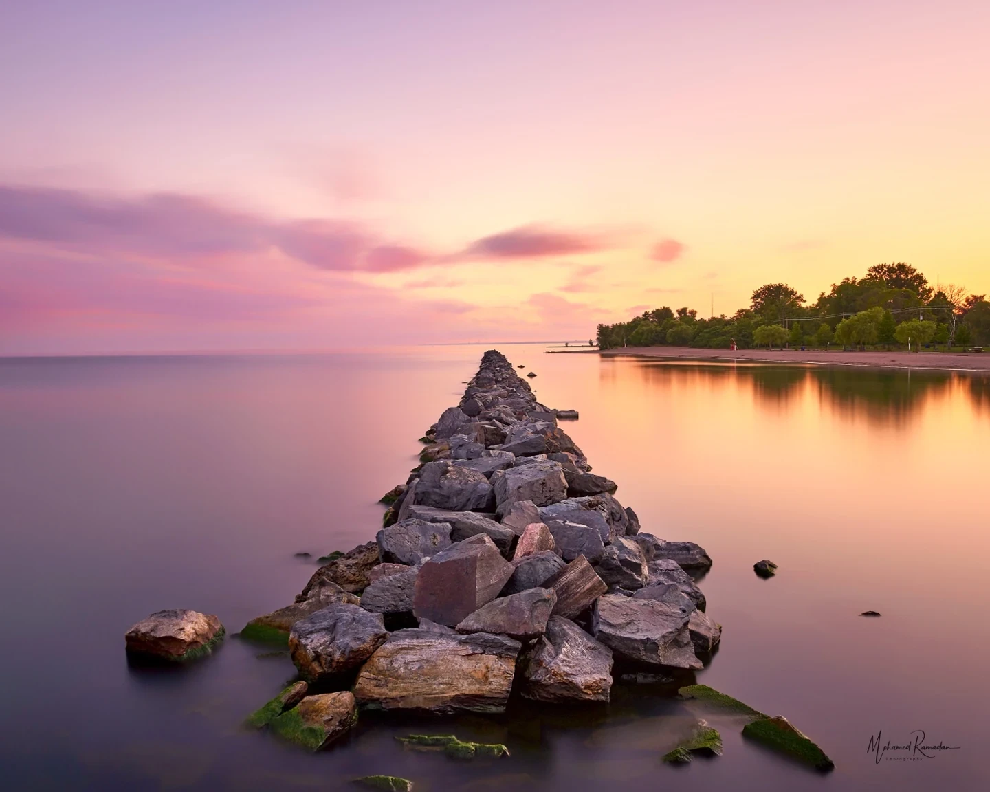 Rocky Wall Pier Leading Lines Sunset