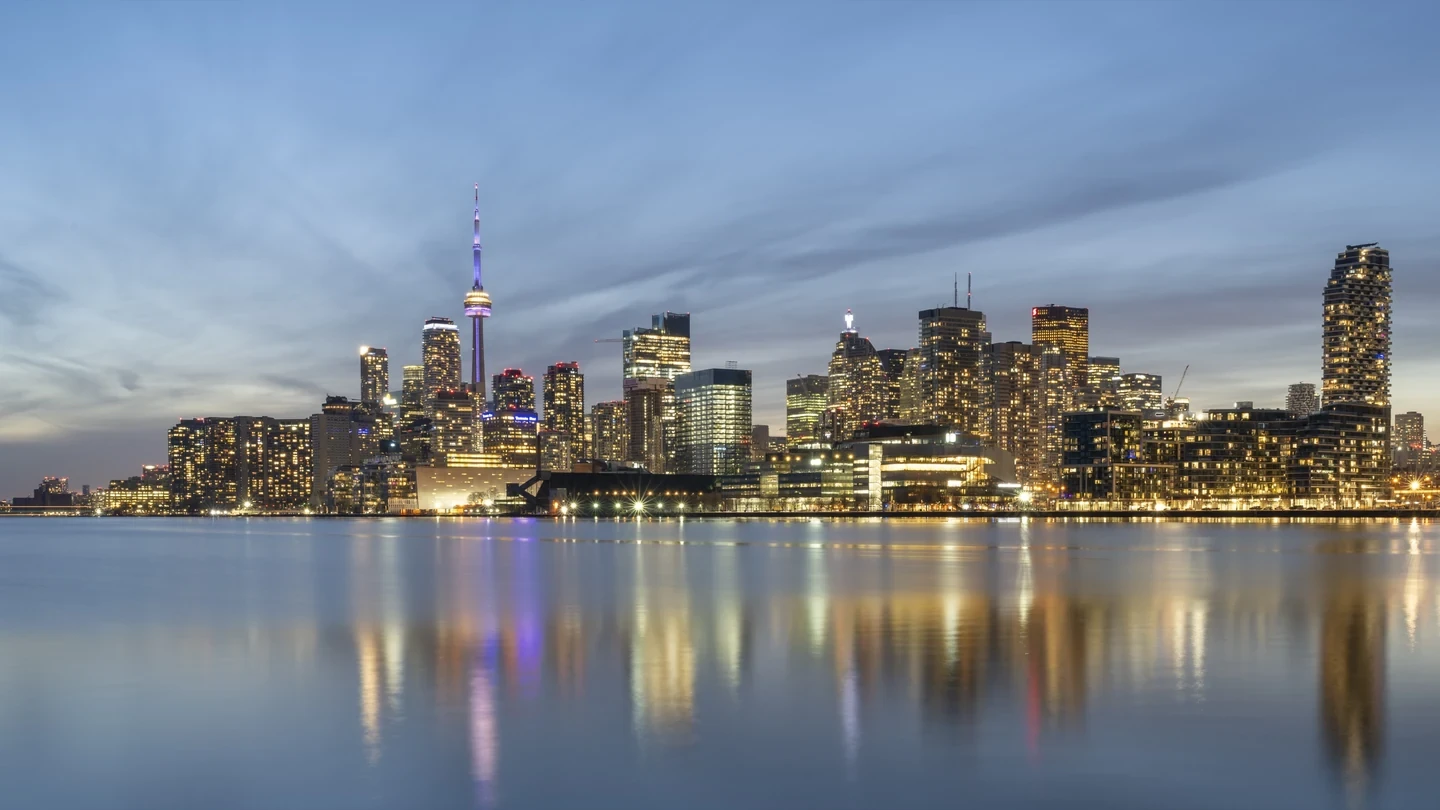 Skyline Deep Blue Hour Reflections Night